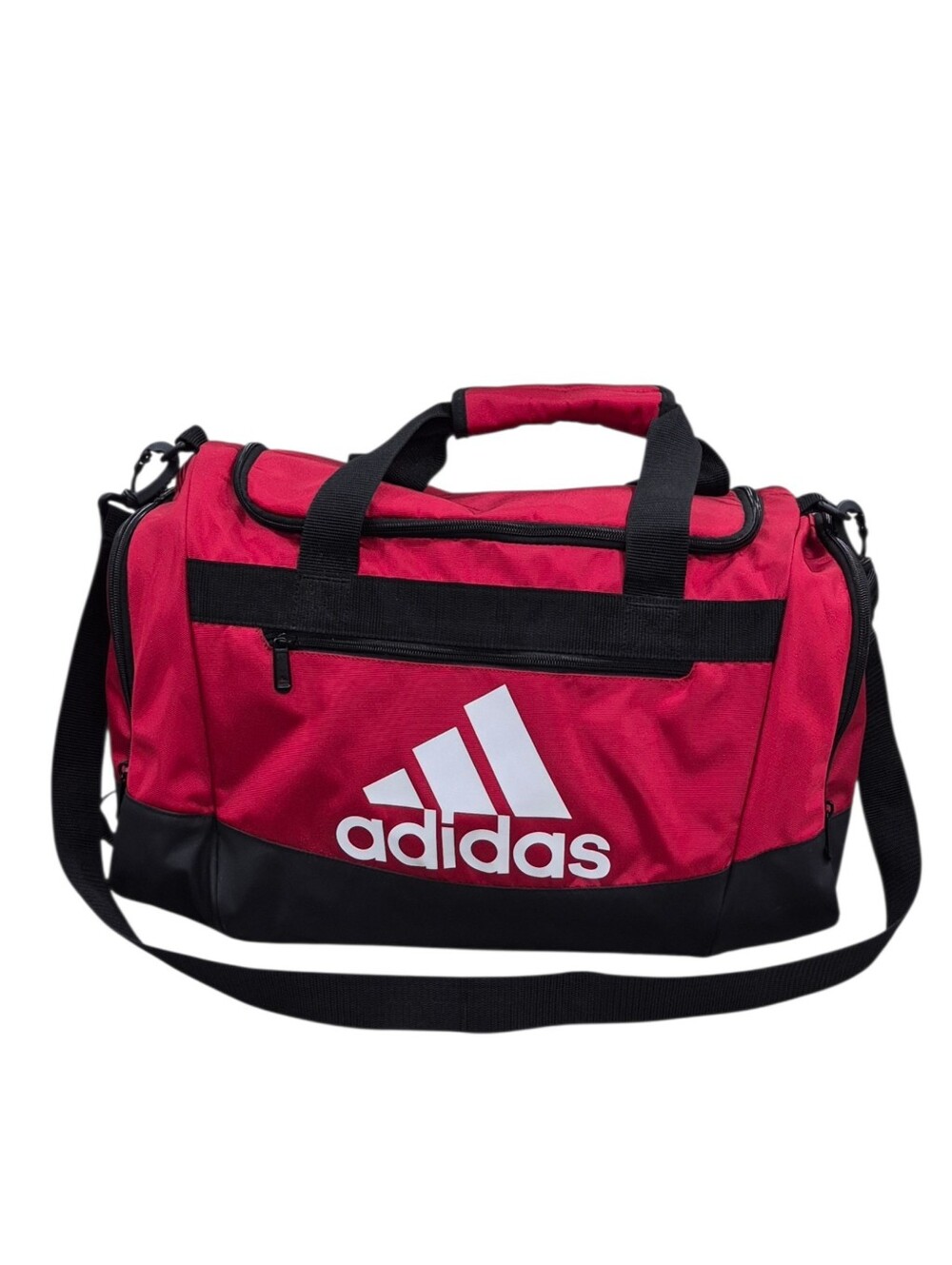 Adidas duffle gym bag red black polyester removable strap 11x19x11 inch